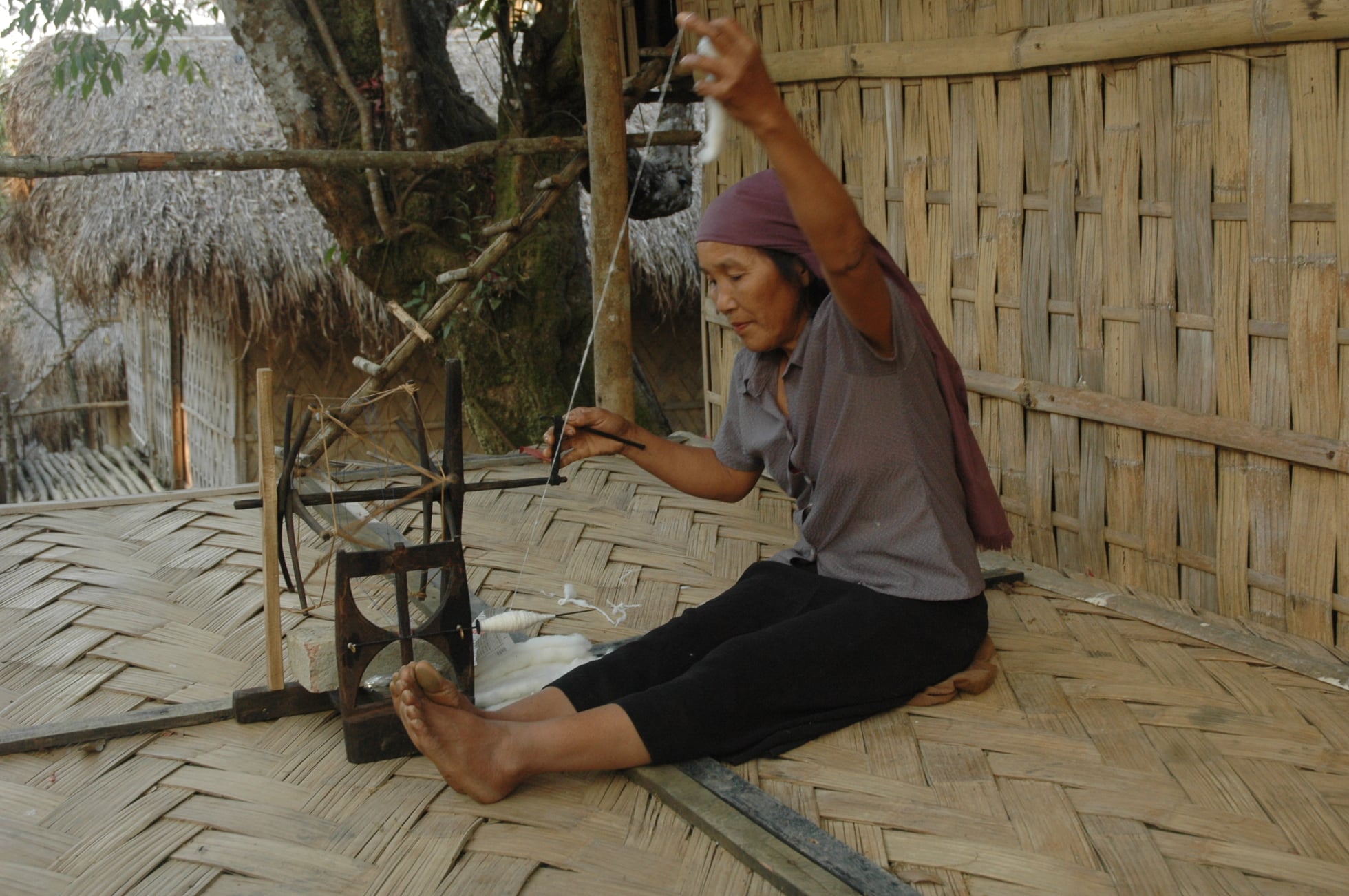 The traditional way of preparing the yarns is an experts job